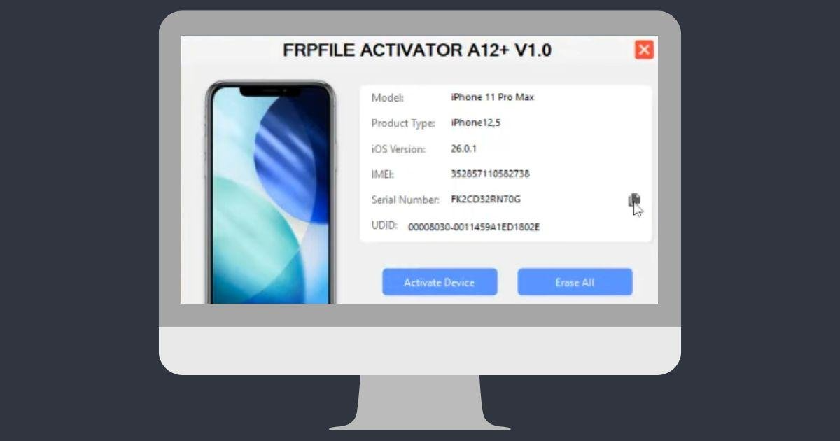 FRPFILE Tool A12+ (All Supported iPhones/iPads Check From Tool First) To IOS 26.0.1 [Offer]